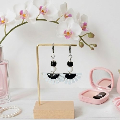 Boucles d'oreilles acier inoxydable et pendentif fer blanc