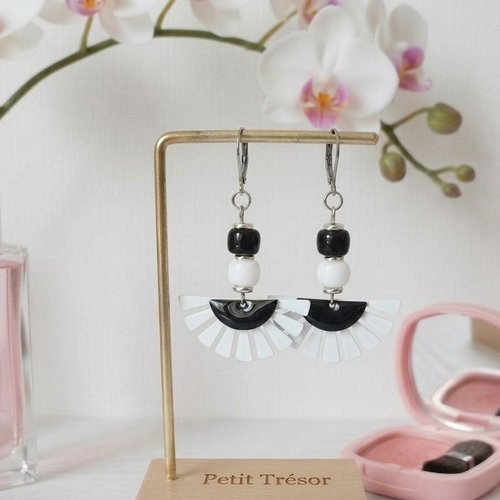 Boucles d'oreilles acier inoxydable et pendentif fer blanc