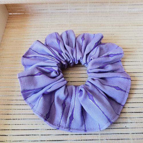Chouchou coton lilas motifs rayures