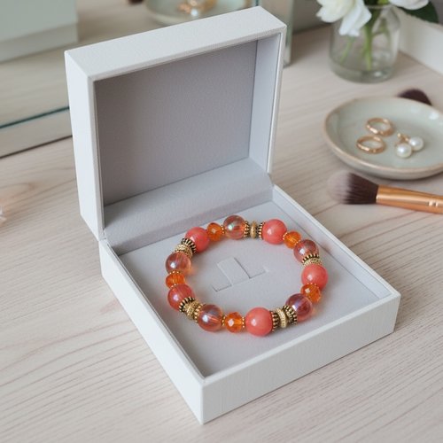 Bracelet perles jade orange