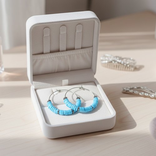 Boucles d'oreilles créoles acier inoxydable et perles heishi