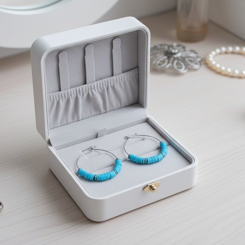 Boucles d'oreilles créoles acier inoxydable et perles heishi