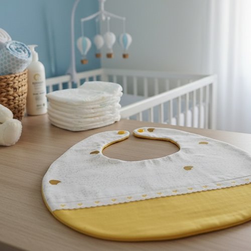 Bavoir bébé coton et imprimé avec dentelle