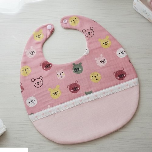 Bavoir bébé coton et imprimé avec dentelle