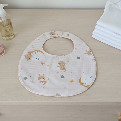 Bavoir bébé coton motif animaux et nid d'abeilles
