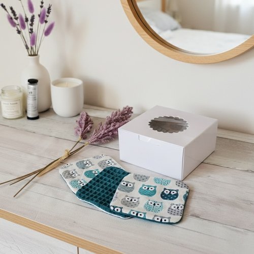 Boite de 10 lingettes lavables pour bébé coton et nid d'abeilles turquoise