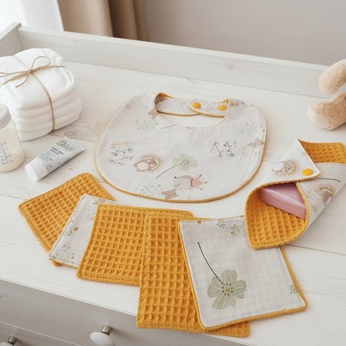 Ensemble naissance coton et nid d'abeilles moutarde