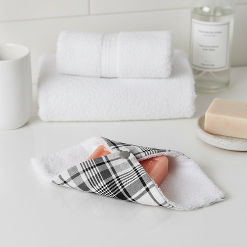 Pochette à savon tissus imprimé et doublée éponge