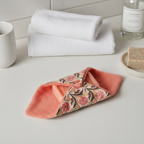 Pochette à savon tissus imprimé et doublée éponge