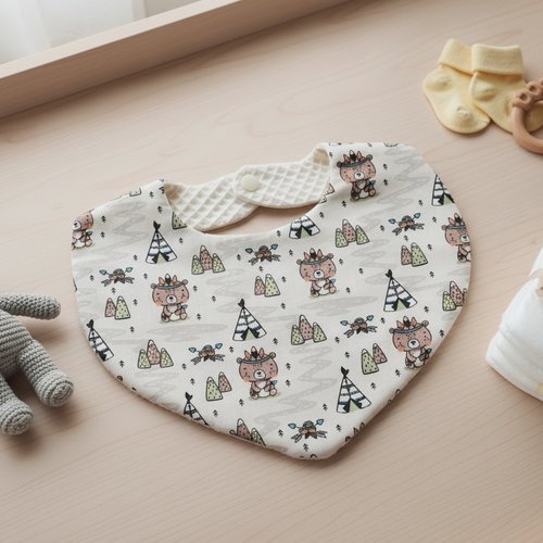 Bavoirs bébé coton et nid d'abeilles beige