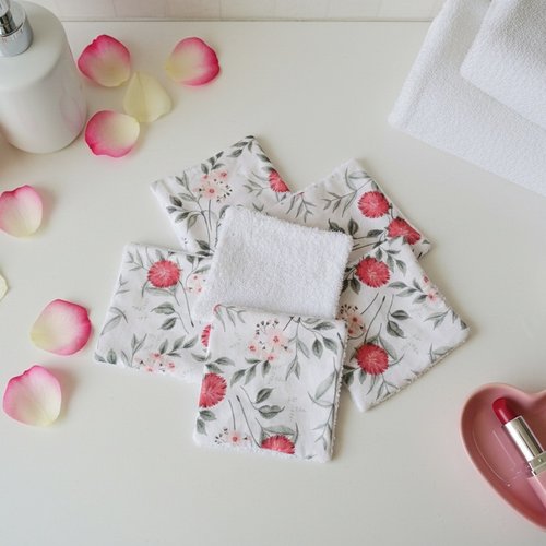 Boite de 6 lingettes démaquillantes coton imprimé et éponge