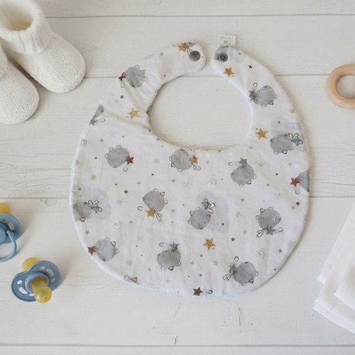 Bavoir bébé coton blanc et motif animaux