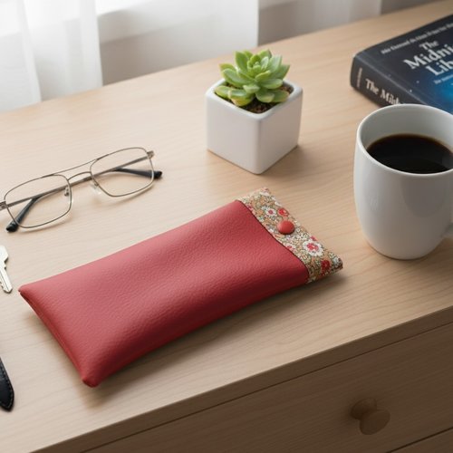 Etui à lunette en simili cuir et tissus coton imprimé