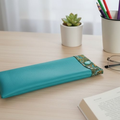 Etui à lunette en simili cuir et tissus coton imprimé