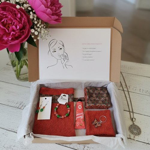 Coffret toilette cadeaux femme couleur rouille