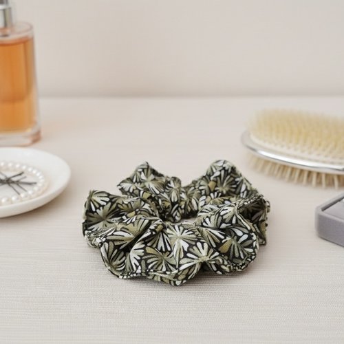 Chouchou coton kaki et noir