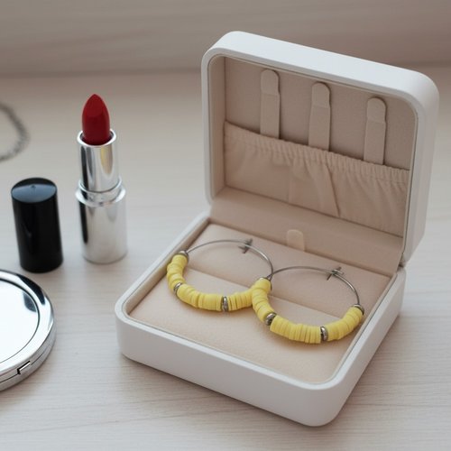 Boucles d'oreilles créoles acier inoxydable et perles heishi