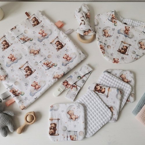 Coffret naissance/box naissance blanc motifs oursons