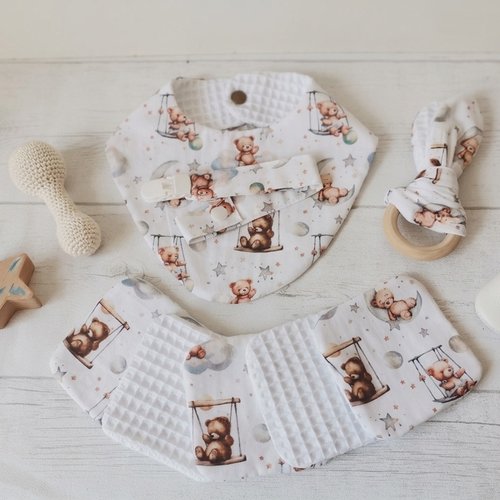 Coffret naissance/box naissance blanc motifs oursons