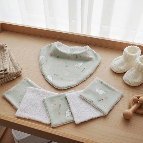 Ensemble naissance bavoir et 10 lingettes