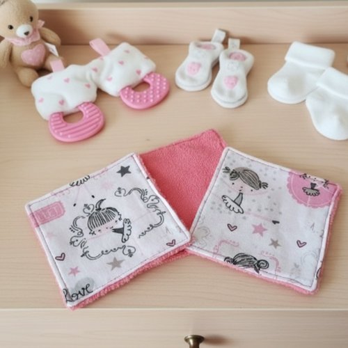 6 lingettes bébé coton et éponge bambou