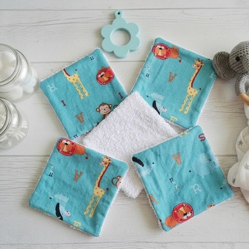 Boite de 6 lingettes lavables pour bébé coton et éponge