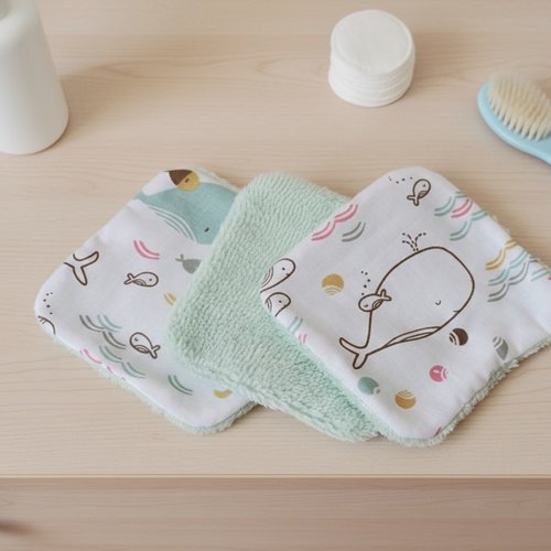 6 lingettes lavables pour bébé coton et éponge bambou