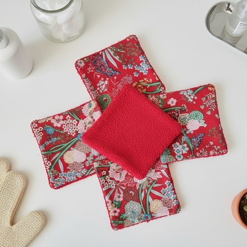 Boite de 6 lingettes démaquillantes coton imprimé et éponge