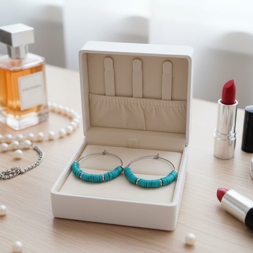 Boucles d'oreilles créoles acier inoxydable et perles heishi