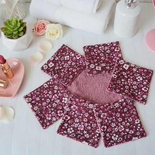 Boite de 6 grandes lingettes démaquillantes coton imprimé et éponge