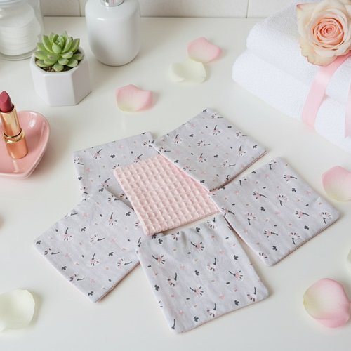 Boite de 8 lingettes démaquillantes coton et nid d'abeilles