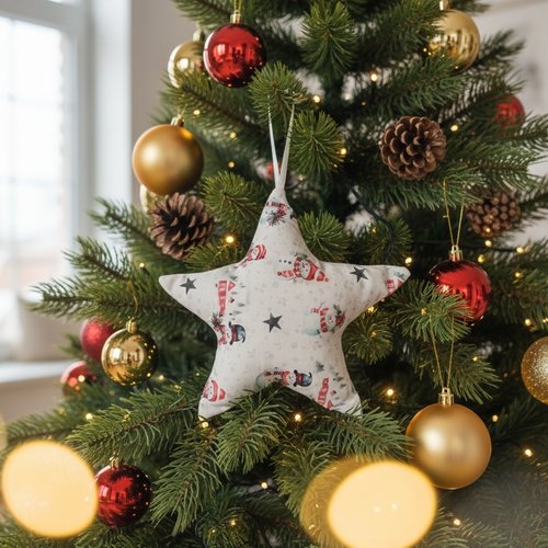 Etoile de noël à suspendre en tissu