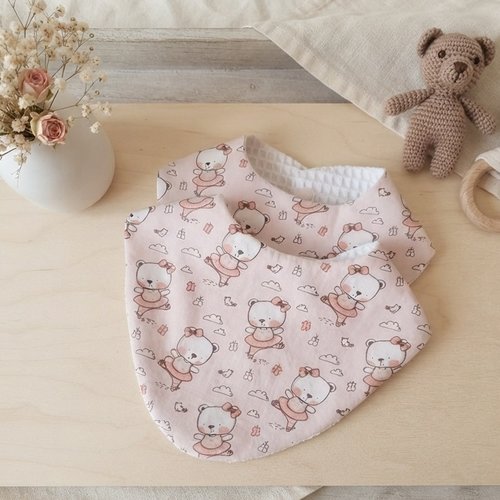 Lot de 2 bavoirs bandana coton et nid d'abeilles blanche