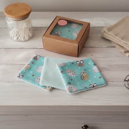 Boite de 8 lingettes bébé coton et éponge bambou