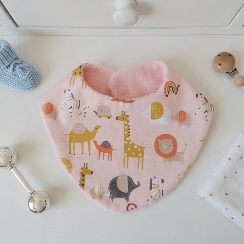 Bavoir naissance coton et éponge bambou