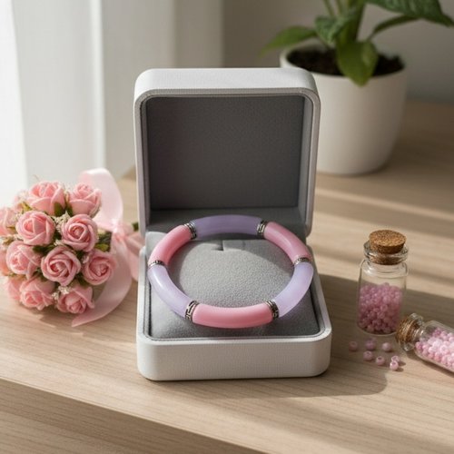 Bracelet perles tube incurvées