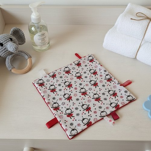 Doudou plat carré coton motifs abeilles