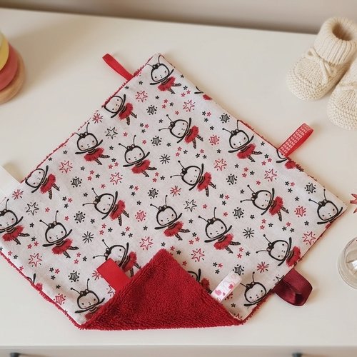 Doudou plat carré coton motifs abeilles