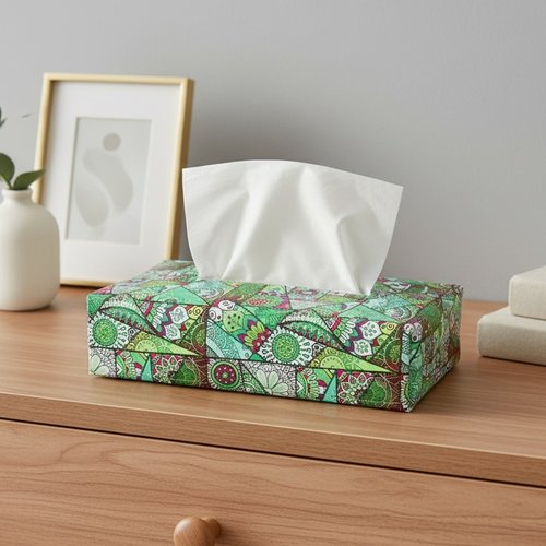 Housse pour boite à mouchoirs imprimé vert