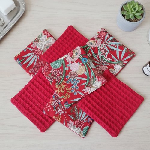 Lot de 8 lingettes démaquillantes coton et nid d'abeilles