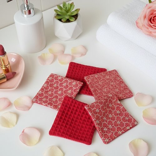 Lot de 8 lingettes démaquillantes coton et nid d'abeilles