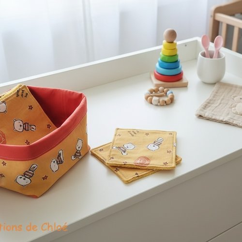 Panier et 6 lingettes bébé