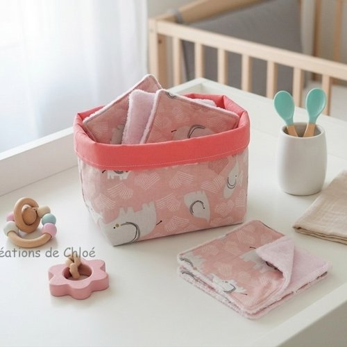 Panier et 6 lingettes bébé