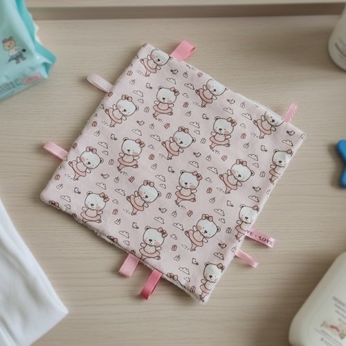 Doudou plat carré coton motifs animaux