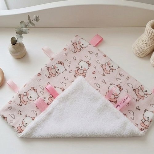 Doudou plat carré coton motifs animaux