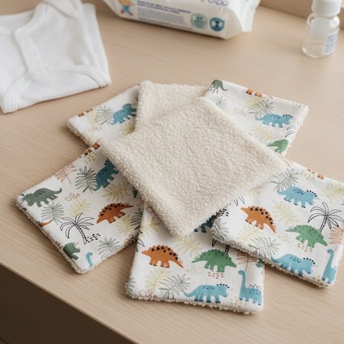 Lot de 7 lingettes lavables pour bébé coton et éponge