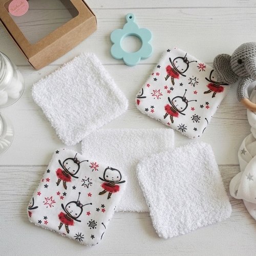 Boite de 8 lingettes lavables pour bébé coton et éponge