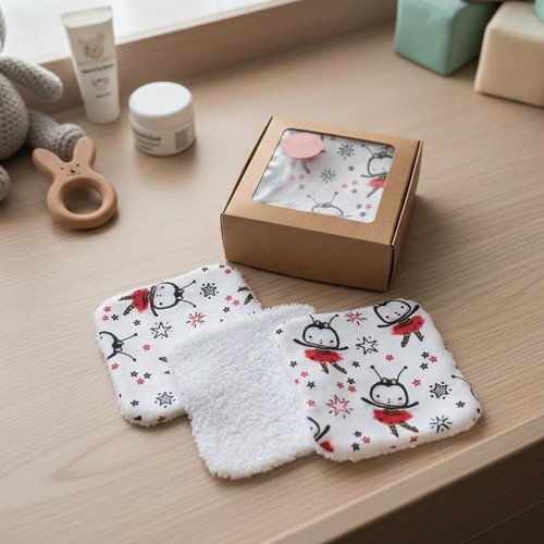Boite de 8 lingettes lavables pour bébé coton et éponge