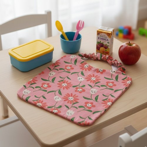 Serviette de cantine élastique motifs grandes fleurs