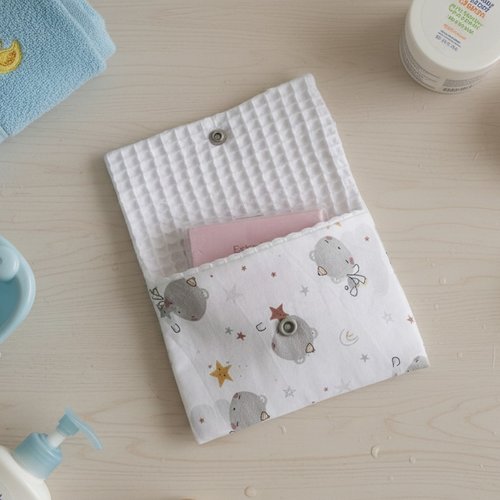 Pochette à savon bébé en coton et nid d'abeilles